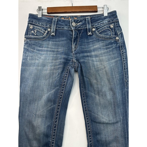 Rock Revival Chrissie Boot 28 x 32 Flap Pockets Y2K Low Rise Bootcut Embroidered - Picture 4 of 13